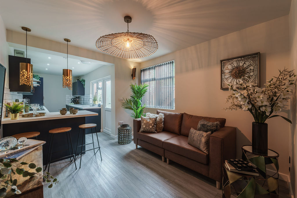 Open-plan kitchen and lounge area